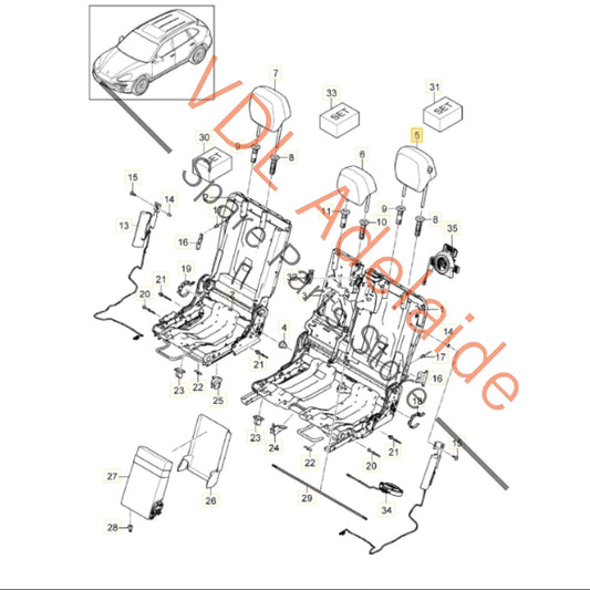 Porsche Cayenne 958 Head Rest Headrest Black Leather Rear Seat Left 95852281300 8YR