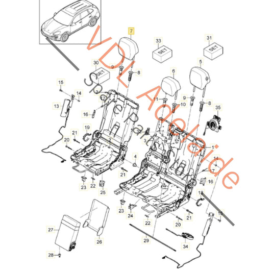 Porsche Cayenne 958 Head Rest Headrest Black Leather Rear Seat Right 95852282200 8YR