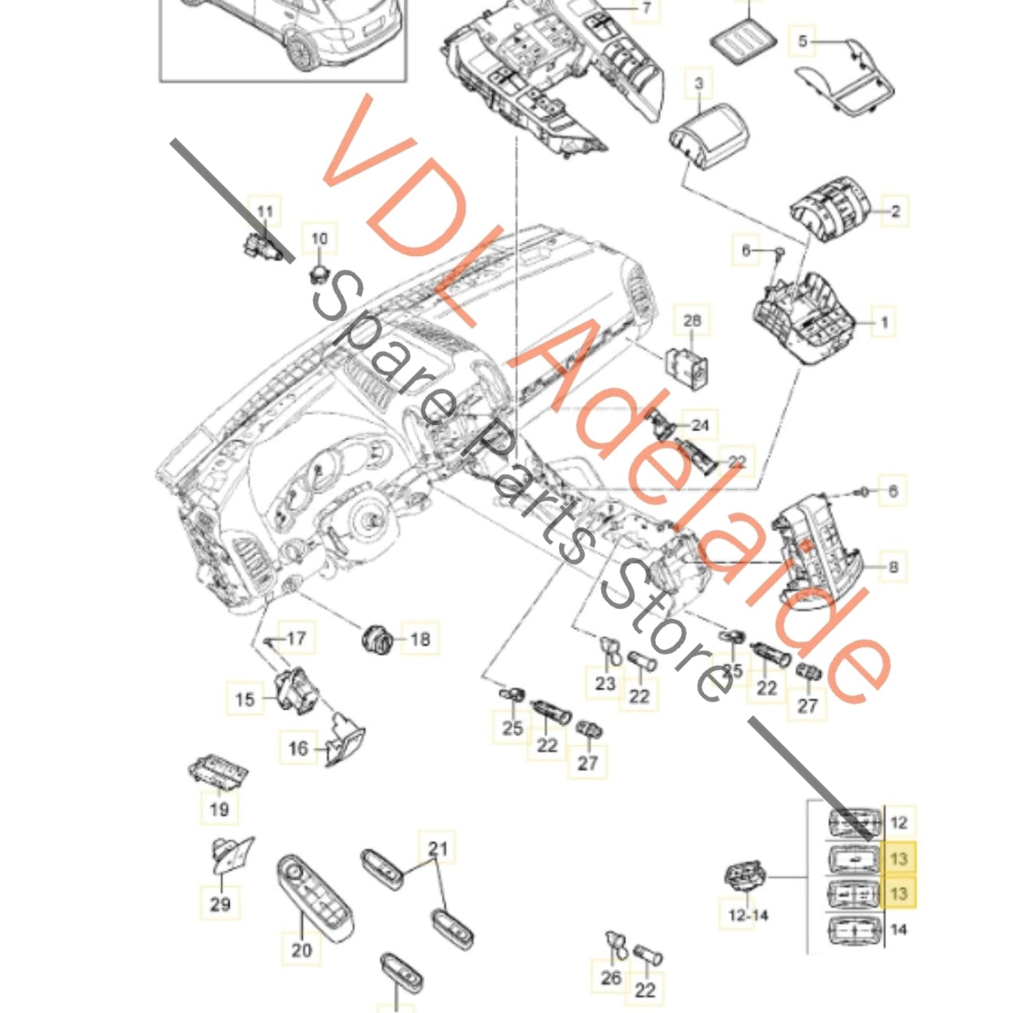 7PP 959 832 K IVI Porsche Cayenne 958 Electric Automatic Rear Boot Trunk Release Close Button 7PP959832K 7PP959832F