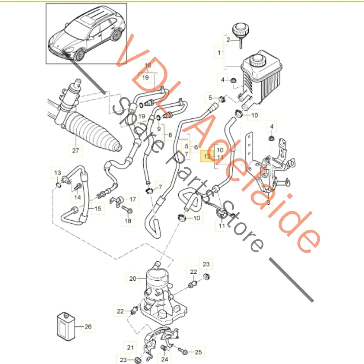 7P0422967A 95834742261 Porsche Cayenne 958 Power Steering Hose Pipe 7P0422967A 95834742261