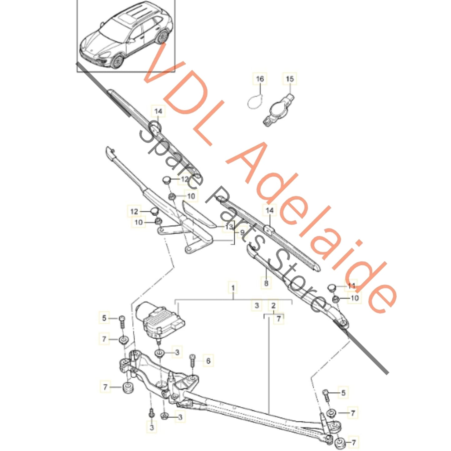 7P0955409C 7P0955410C Porsche Cayenne 958 Windscreen Wiper Arm Set L & R 7P0955409C 7P0955410C