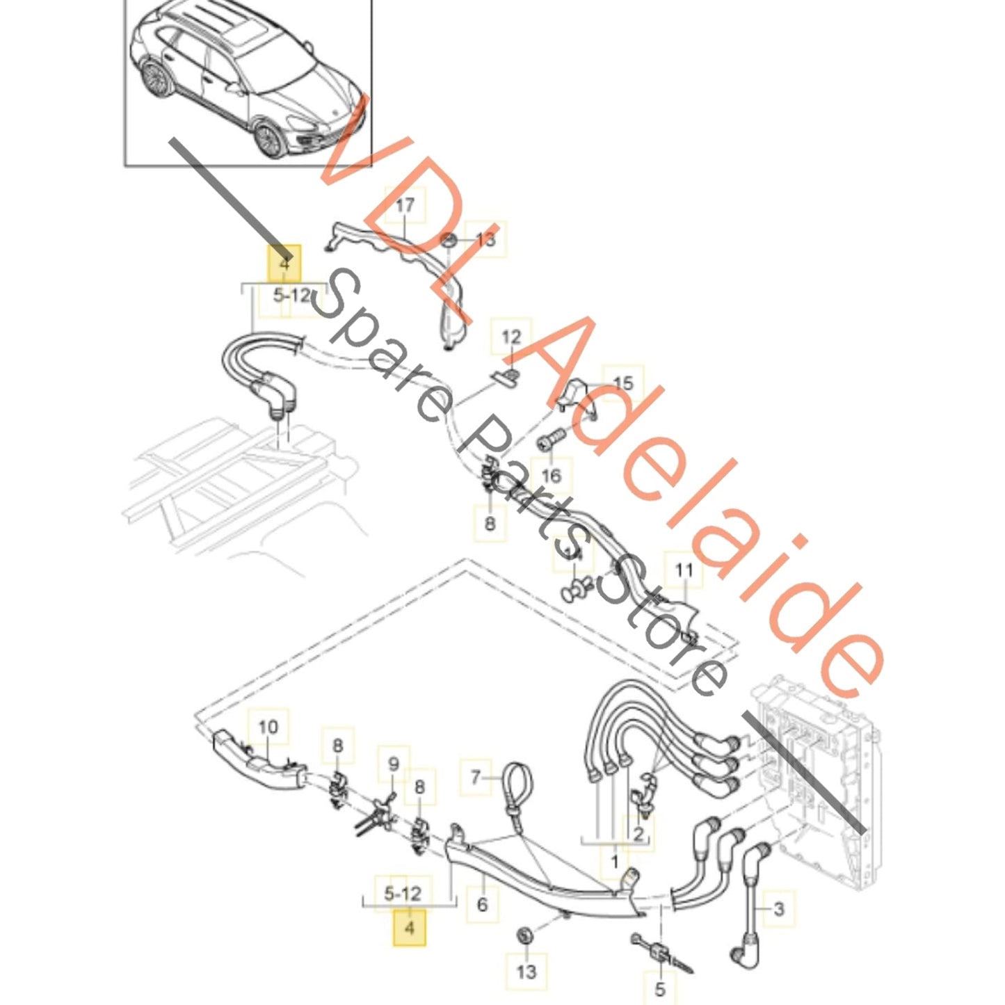 958 612 015 00 Porsche Cayenne Panamera Hybrid Drive Battery Connection Cables Wire Set 95861201500
