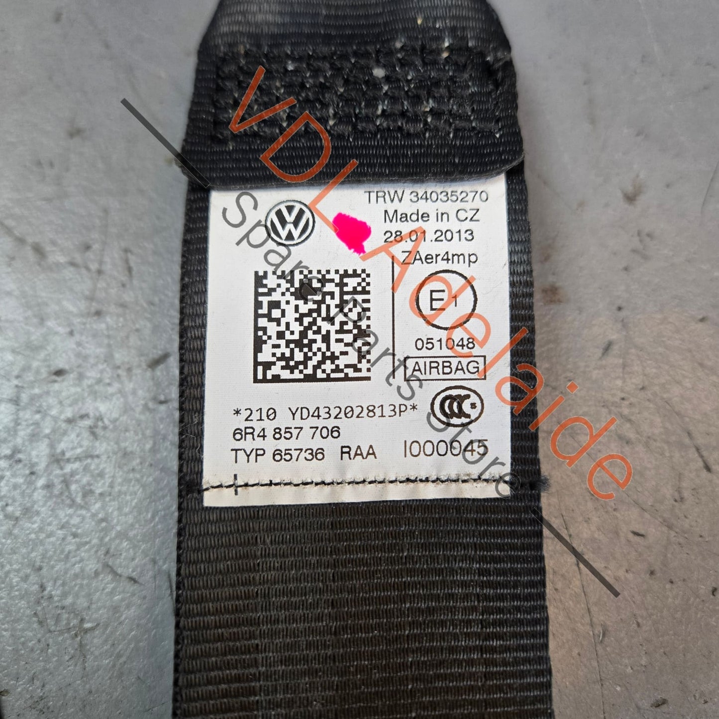 6R4857706RAA 6R4857706 VW Polo MK5 6R Front Right Seatbelt Seat Belt 6R4857706 RAA