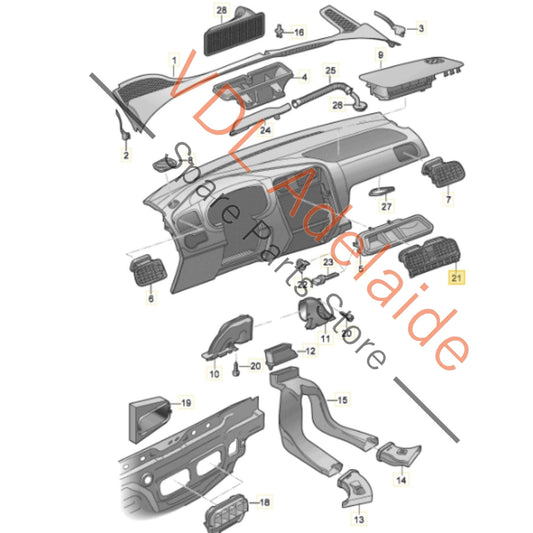 6RF819728C 6RF819728CN0R   VW Polo MK5 6R Gti Centre Air Vent for Air Conditioning 6RF819728C N0R Gloss Black
