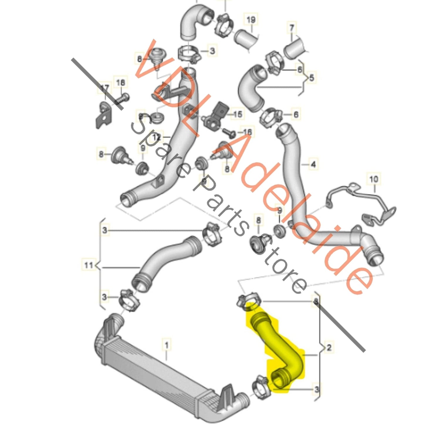 6R0145832B VW Polo Gti Left Side Intercooler Pipe Hose 6R0145832B