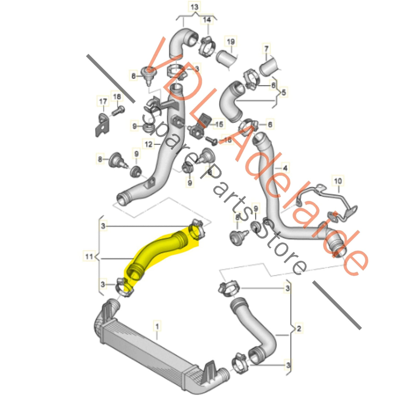 6R0145834B VW Polo Gti Right Side Intercooler Pipe Hose 6R0145834B