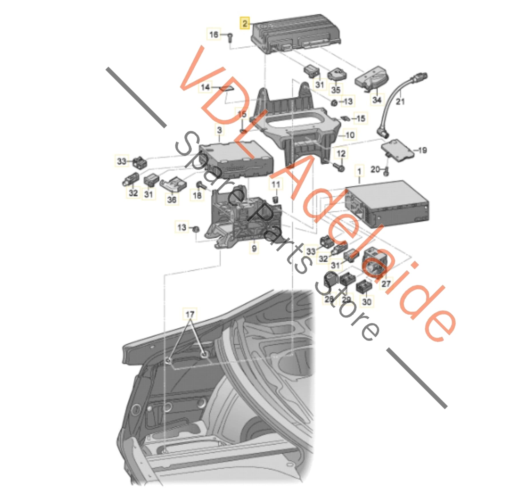 8T1035223A    Audi RS5 Audio Amplifier for Premium Sound 8T1035223A Bang & Olufsen B&O