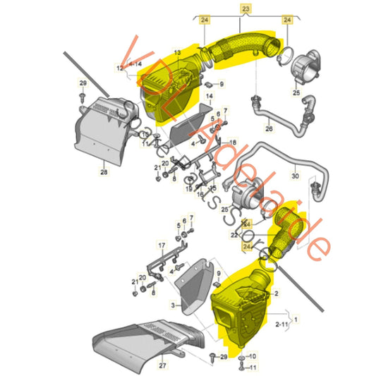 8T0133835B 8T0133844A 8T0129600 8T0129599 Audi RS5 Factory Stock Air Filter Box Assembly 8T0133835B 8T0133844A 8T0129600 8T0129599