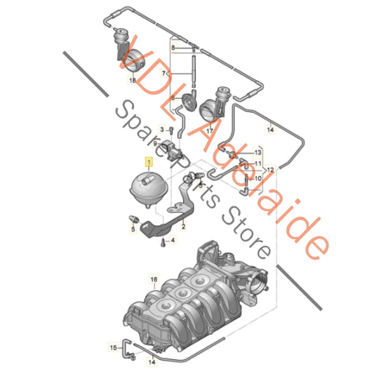 037906283D 7M0129808 Audi RS5 Vacuum Damper & Solenoid for Rear Muffler Valve 037906283D 7M0129808