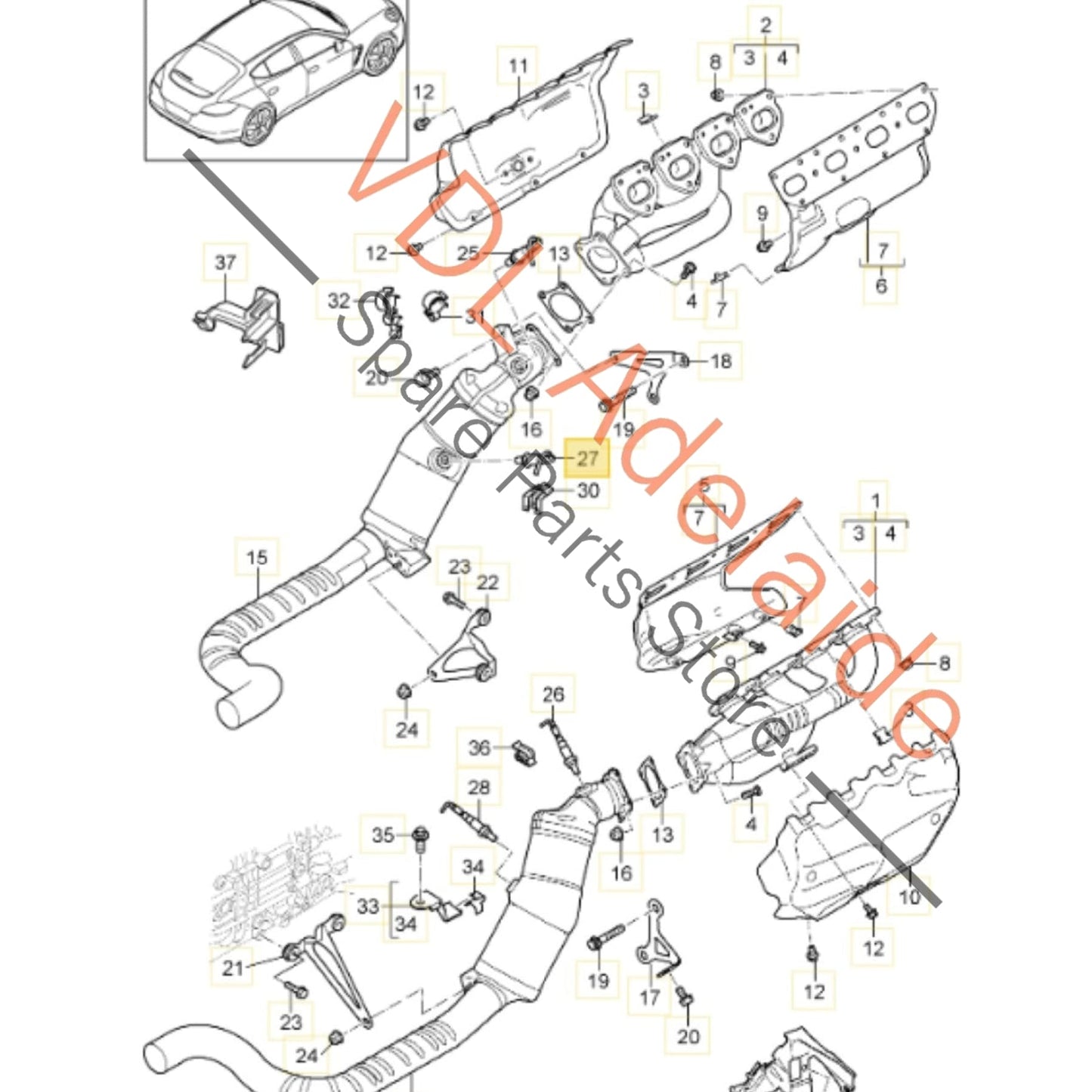 97060617301 Porsche Panamera 970 Lambda Probe Oxygen Sensor Down stream bank 2 Cyls 5-8 97060617301