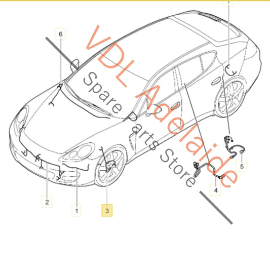 97061273300    Porsche Panamera Front Wheel Wire Harness Cable Speed Speed Sensor 97061273302