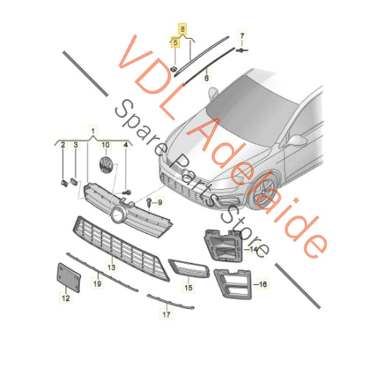 5G0854327A 5G0854327B   VW Golf MK7 Left Windscreen Water Deflector Edge Strip Trim Air Guide 5G0854327B