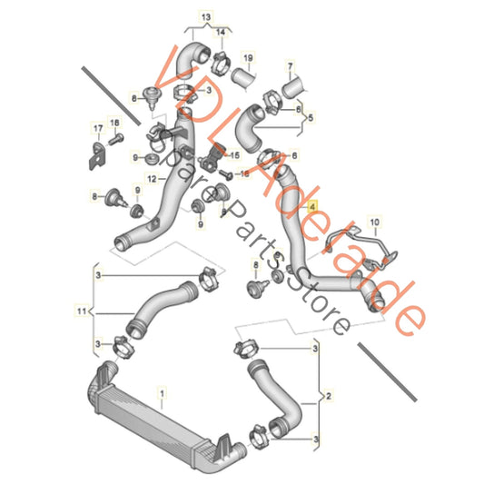 6R0145770L VW Polo Gti 1.4 Left Side Charge Intercooler Pipe 6R0145770L