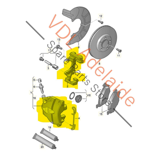 1K0615123M 6R0615125A 1K0615124M  VW Polo 6R Gti Tornado Red Brake Caliper Set Front 1K0615123M 1K0615124M 6R0615125A for 288x25mm rotor