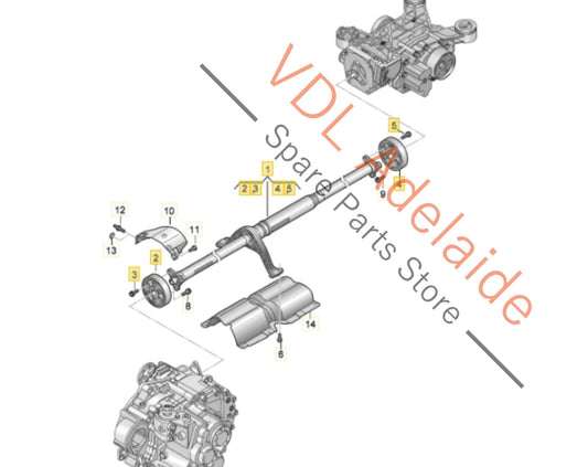 5QF521101P    VW Tiguan 5N Cardan Propeller Tail Shaft 2016-2020 5QF521101P