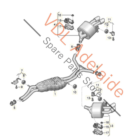 8W0253610C 8W0253609K Audi S5 F5 B9 Rear Exhaust Muffler System with Quad Tail Pipe Outlets