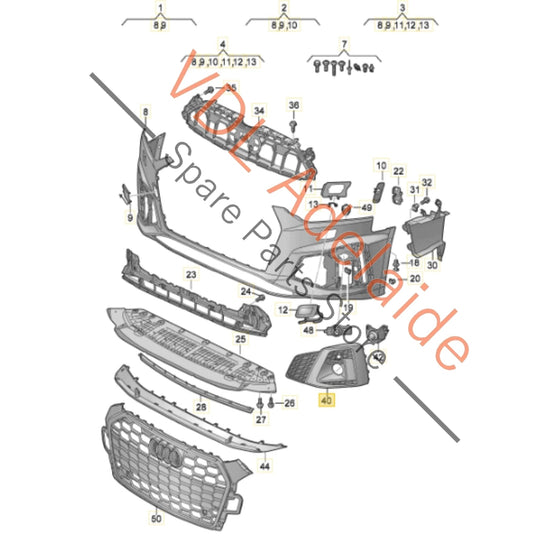 8W6807681TT94 Audi S5 F5 B9 Left Side Front Bumper Fog Light Radar Grille Trim 8W6807681T T94