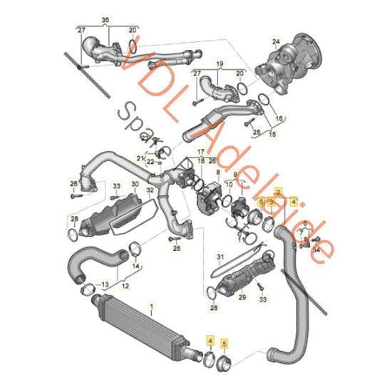 8W0145673AQ 06E906051AC Audi S4 S5 B9 F5 Intercooler Pressure Pipe Left Side 8W0145673AQ 06E906051AC