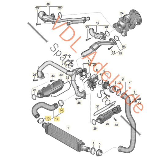 8W0145738C Audi S4 B9 3.0L Right Side Intercooler Pressure Hose Pipe 8W0145738C