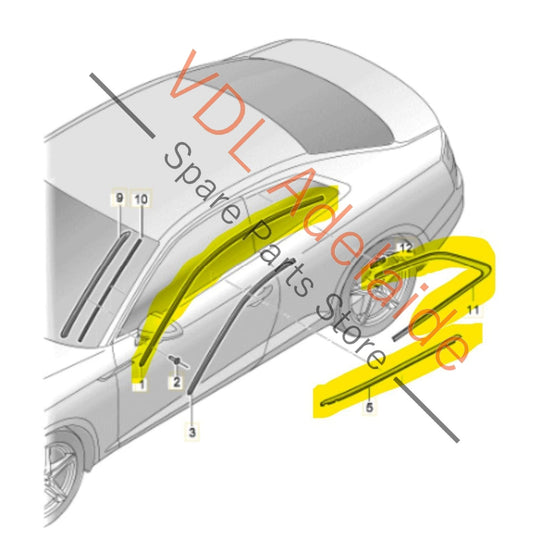 8W6853704ET94 8W6853703ET94 Genuine Audi A5 S5 RS5 B9 F5 Exterior Gloss Black Window Frame Trim Set Left & Right