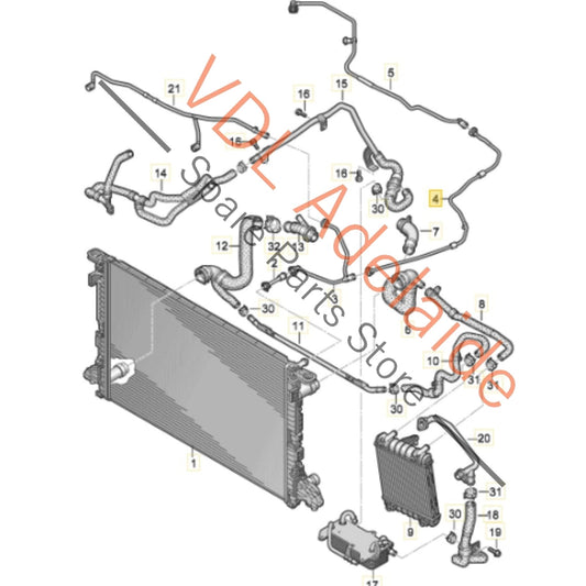 8W0121081ER Audi S4 S5 Coolant Bleeder Pipe Hose 8W0121081ER