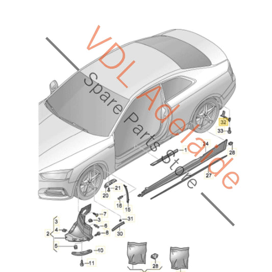 8W6853818 Audi A4 S4 A5 S5 Rear Wheel Arch Aerodynamic Trim Pair Spoiler Set 8W6853818 8W6853817