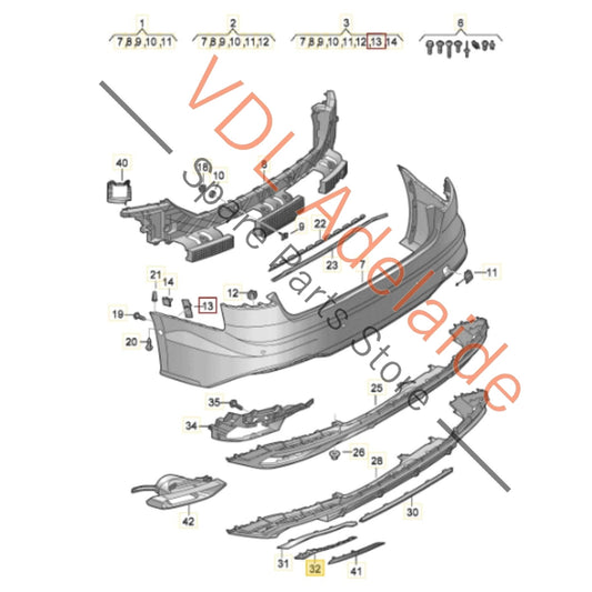 8W6807824C Audi S5 B9 F5 Rear Right Bumper Honeycomb Trim Insert 8W6807824C