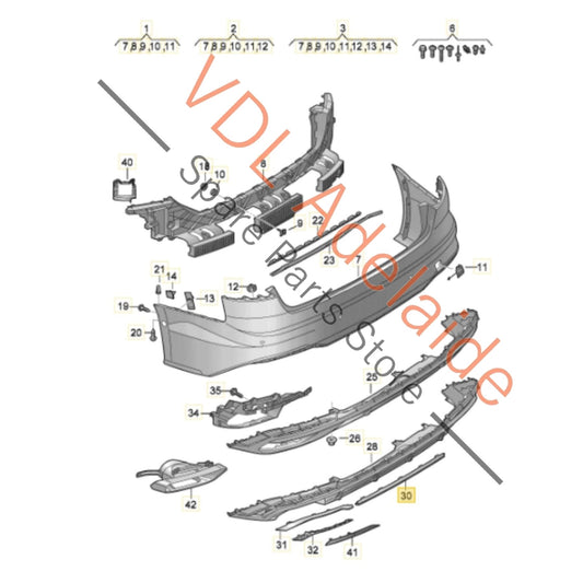 8W6853551D Audi S5 B9 F5 Rear Bumper Middle Centre Gloss Black Trim Insert 8W68533551D T94