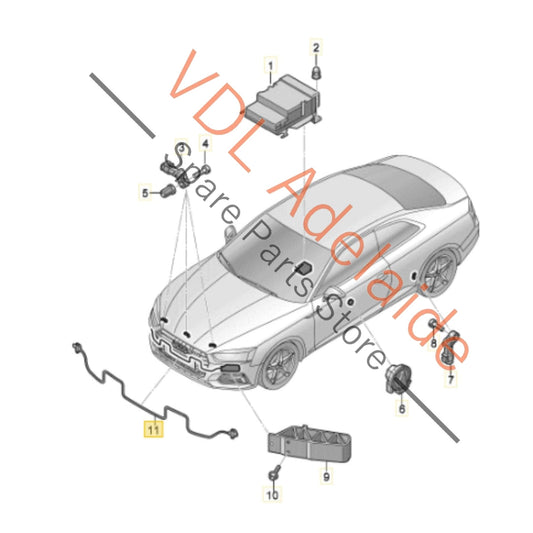8W0959121F Audi A5 S5 A4 S4 Front Bumper Pressure Hose Sensor for Pedestrian Protection Airbag SRS 8W0959121F