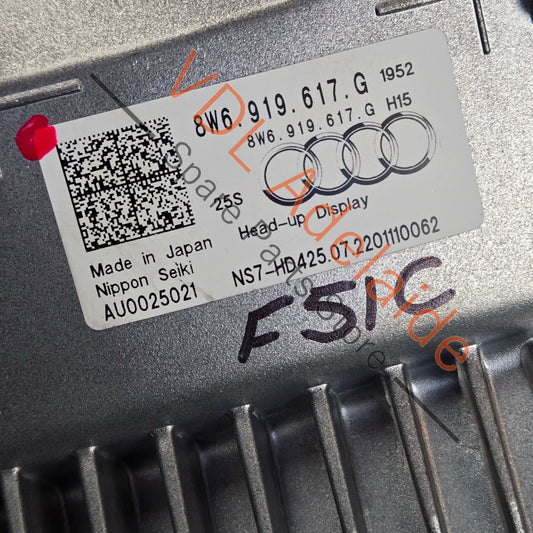 8W6919617G Audi S5 B9 Heads Up Headsup Dashboard Display Screen 8W6919617G