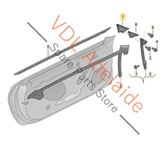 8W6837637 Audi A5 S5 RS5 Front Left Door Gloss Black Corner Trim Moulding 8W6837637A