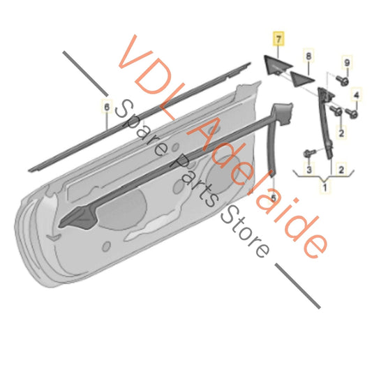 8W6837638A Audi A5 S5 RS5 Front Right Door Gloss Black Corner Trim Moulding 8W6837638A