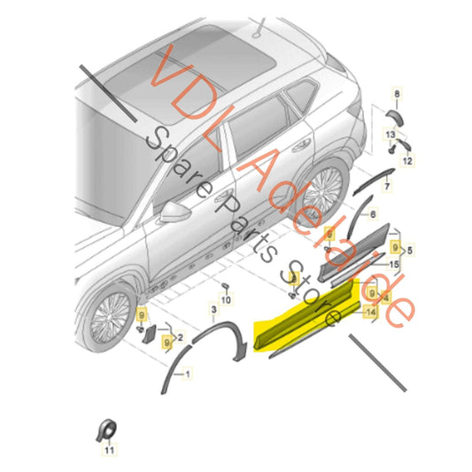 575853959GGRU 575853959G 575854939 Cupra Ateca Front Left Door Exterior Lower Bump Strip Moulding 575853959G 575854939 9S / X6T Camouflage Green Metallic