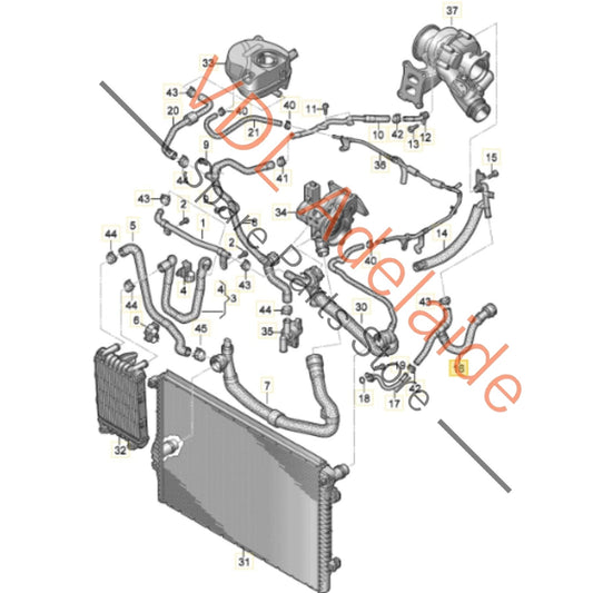 5WA122073H VW Golf R MK8 Audi S3 8Y Low Pressure Coolant Return Hose from Turbo 5WA122073H