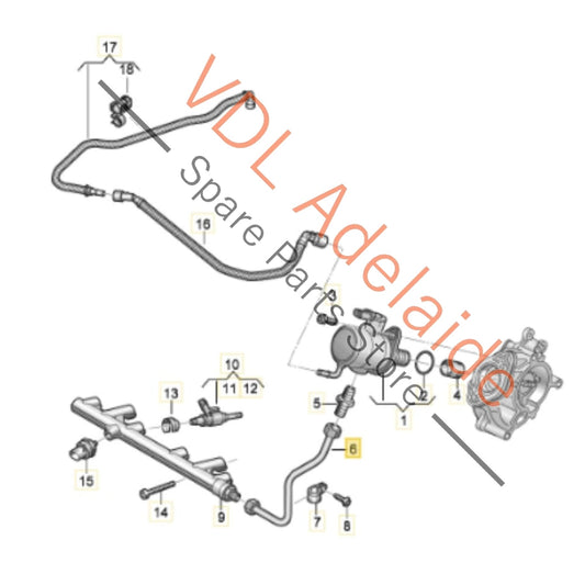 06!906501F VW Golf R MK8 Audi S3 8Y High Pressure Fuel Pump Pipe Stainless Steel 06F906501F