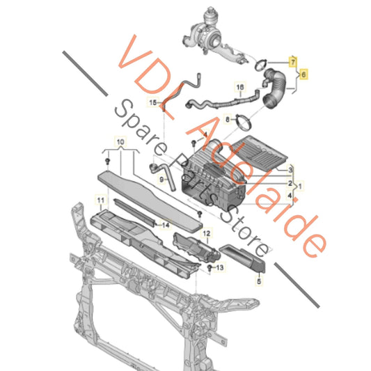 5WA129624 VW Mk8 Golf R & Audi 8Y S3 Turbo Air Inlet Hose 5WA129624
