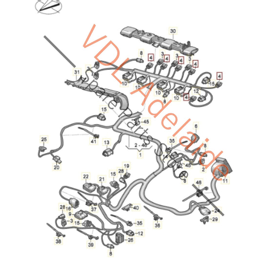 06Q972610E VW Golf R MK8 Audi S3 DNFC Fuel Injector Wiring Harness Cable 06N971627B
