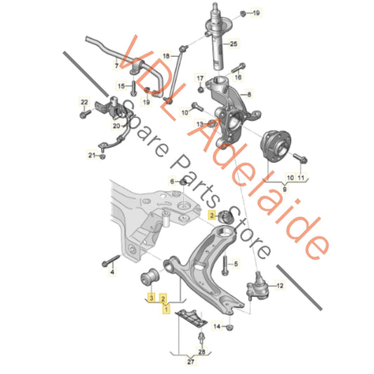 3Q0407151P Cupra Ateca VW Tiguan Lower Control Arm Front Left 3Q0407151P