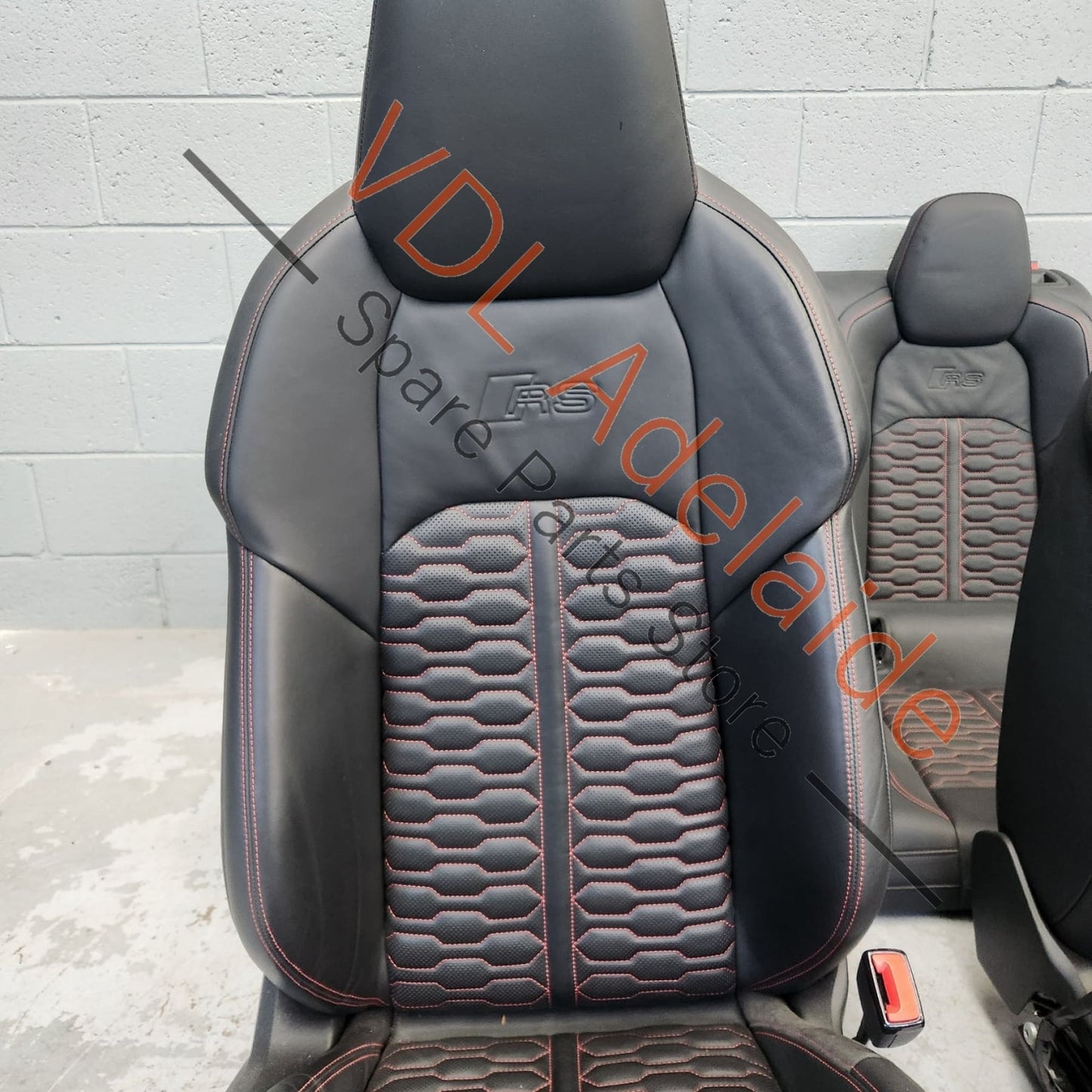 K Audi RS7 4K Black Diamond Stitched Leather seat set **left front seat airbag popped**