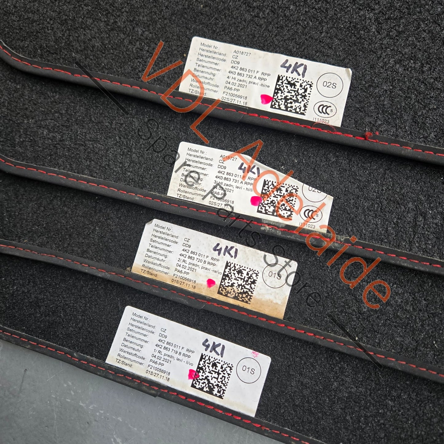 4K2863011FRPP Audi RS7 4K Set of Floor Mats Carpets 4K2863011F RPP