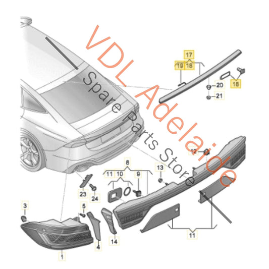 4K8945097 Audi A7 S7 RS7 Rear Third Middle Brake Light for top of window 4K8945097