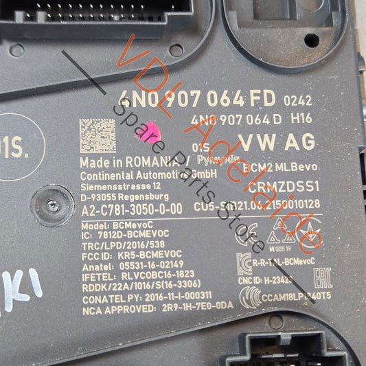 4N0907064FD 4N0907064FB 4N0907064FG 4N0907064GH Audi RS7 BCM Rear Convenience Module 4N0907064FD