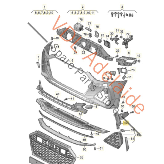4K8121464A Audi RS7 Front Bumper Guide Bracket Right 4K8121464A