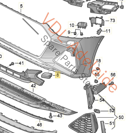 4K8955276BGRU Audi RS7 Front Bumper Right side Headlight Washer Cover Cap Flap 4K8955276B GRU Mythos Black 0E0E 0E / Y9T