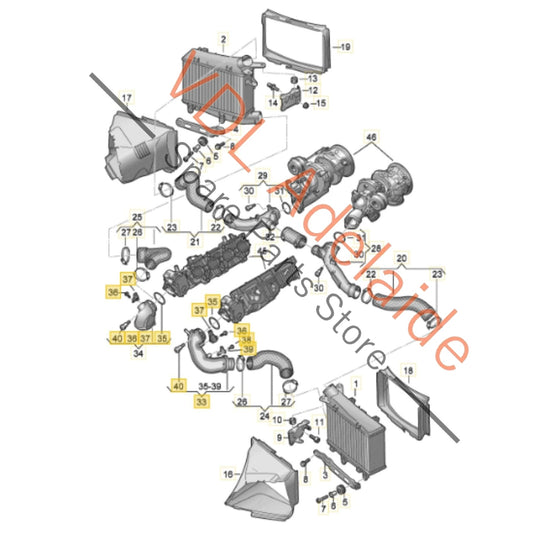 0P2145681E Audi RS6 RS7 Left Lower Charge Air Pipe Tube 0P2145681E