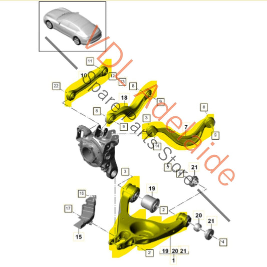 971505312E 971505398A 971505323B 971501529B Porsche Panamera 971 Rear Suspension Wishbone Control Arm Set Right