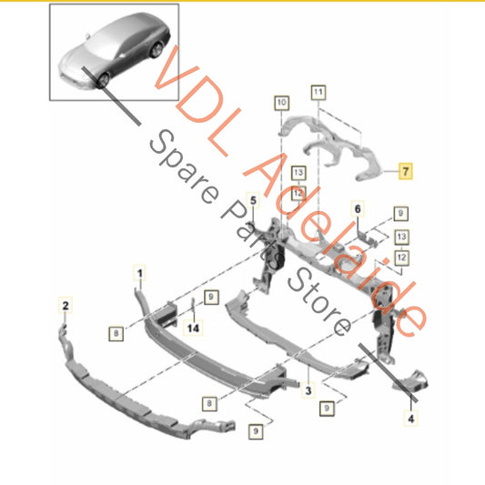971805561A Porsche Panamera 971 Front Radiator Reinforcement Panel 971805561A