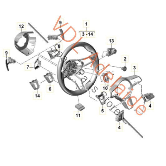 971419091SFA34 971959256G 95B419732BGT8 971998540GT8 Porsche PSRB Sport Mode Chrono Multifunction Black Steering Wheel w PDK Paddles 971419091DH 971419091SF A34