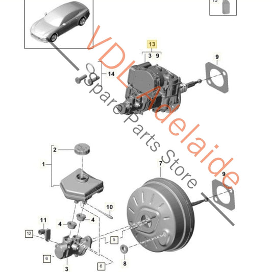 971614105AA 971614106B
971614105T Porsche Hybrid Brake Master Cylinder and Servo Booster 971614105AA 971614106B 971614106T