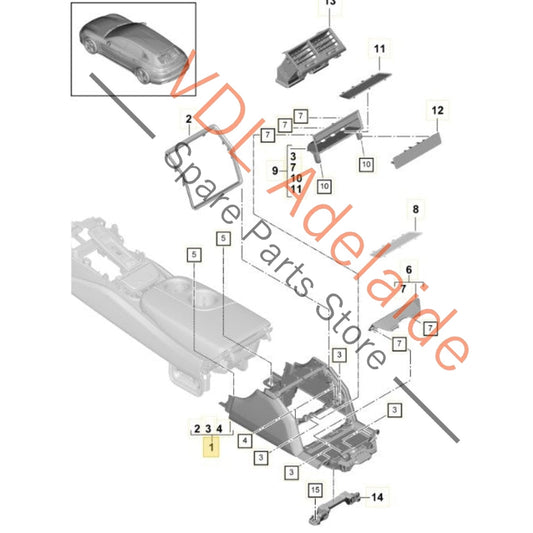 974863241C 974863241F7P8 Porsche Panamera 971 Rear Centre Console Trim 974863241F 7P8